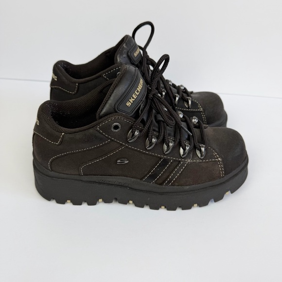 Vintage Y2K Skechers Jammers Chunky Platform Shoes Loafers Lace Up Brown Size 8 - Picture 2 of 11